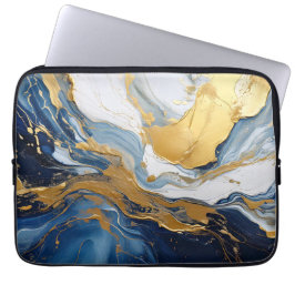 Vetgedrukte splash van goud en blauw laptop sleeve
