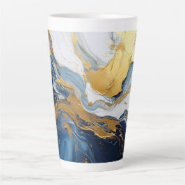 Vetgedrukte splash van goud en blauw latte mok