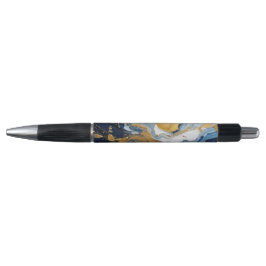 Vetgedrukte splash van goud en blauw pen