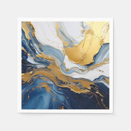 Vetgedrukte splash van goud en blauw servet (Voorkant)