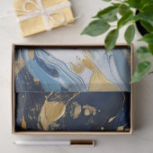 Vetgedrukte splash van goud en blauw tissuepapier (Geschenk)