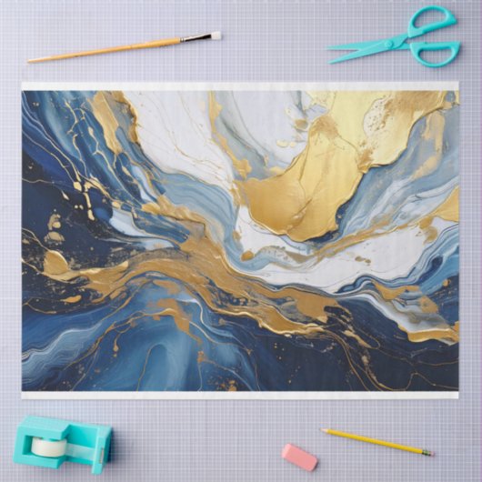 Vetgedrukte splash van goud en blauw tissuepapier (Craft)