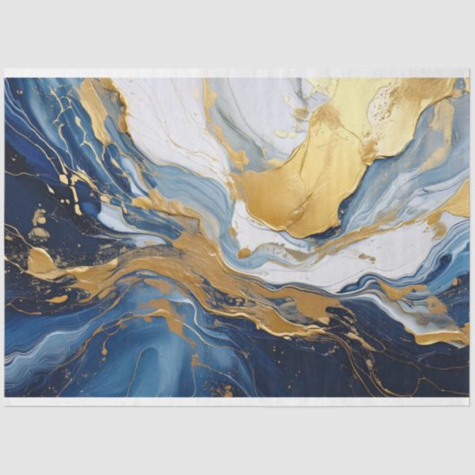 Vetgedrukte splash van goud en blauw tissuepapier (Voorkant)