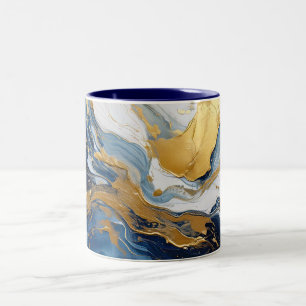 Vetgedrukte splash van goud en blauw tweekleurige koffiemok