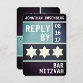 Vetgedrukte ster van David Bar Mitzvah RSVP Reagee Kaart (Voorkant / Achterkant)