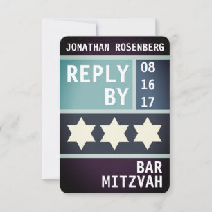 Vetgedrukte ster van David Bar Mitzvah RSVP Reagee Kaart