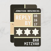 Vetgedrukte ster van David Bar Mitzvah RSVP Reagee Kaart (Voorkant / Achterkant)