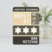 Vetgedrukte ster van David Bar Mitzvah RSVP Reagee Kaart (Staand voorkant)