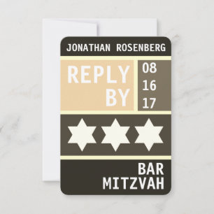 Vetgedrukte ster van David Bar Mitzvah RSVP Reagee Kaart