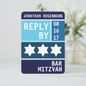 Vetgedrukte ster van David Bar Mitzvah RSVP Reagee Kaart (Staand voorkant)