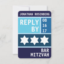 Vetgedrukte ster van David Bar Mitzvah RSVP Reagee