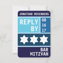 Vetgedrukte ster van David Bar Mitzvah RSVP Reagee Kaart