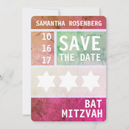 Vetgedrukte ster van David Bat Mitswa Save the Dat Save The Date
