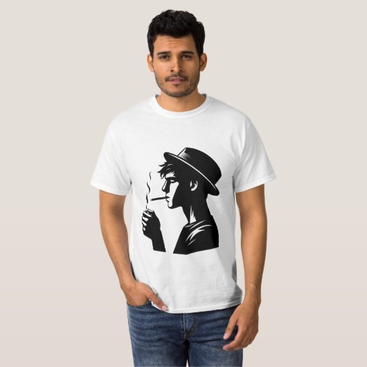 Vetgedrukte stijl Mannen-T-Shirt – Roken Man Sigaa T-shirt (Voorkant volledig)
