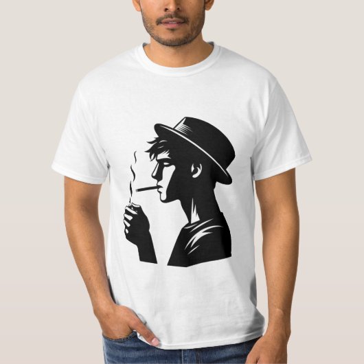 Vetgedrukte stijl Mannen-T-Shirt – Roken Man Sigaa T-shirt (Voorkant)