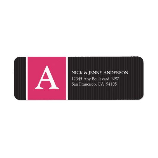 Vetgedrukte streep Retouradres Label (fuchsia) (Voorkant)