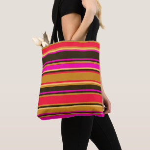 Vetgedrukte strepen in gouden, rode en magenta Can Tote Bag