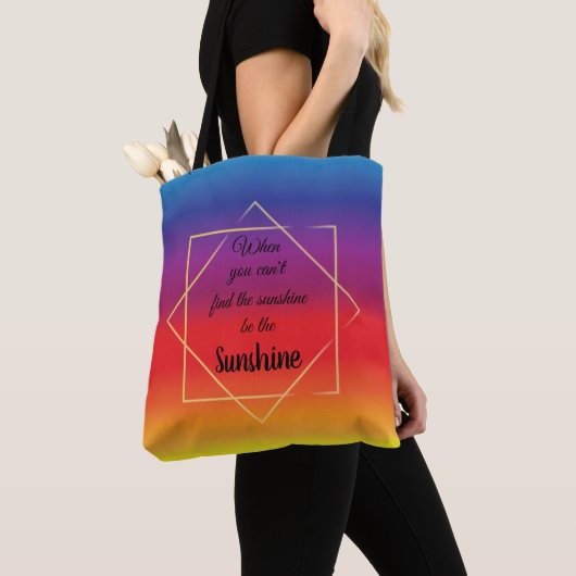 vetgedrukte sunset background met sunshine quote tote bag (Dichtbij)