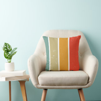 Vetgedrukte Sunset Retro Rainbow Stripes Kussen