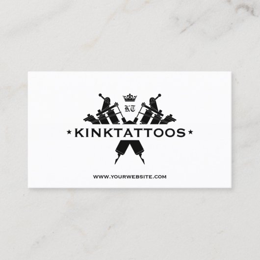 Vetgedrukte Tatoeëerder Kroon Tattoo Artiest Zwart Visitekaartje (Voorkant)