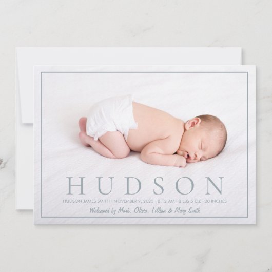 Vetgedrukte tekst baby geboortekaartje aankondiging (Voorkant)
