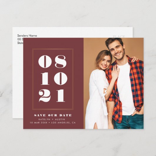 Vetgedrukte tekst Bewaar onze datum Briefkaart (Voorkant / Achterkant)