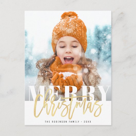 vetgedrukte tekst folie vrolijk kerstscript vakant briefkaart (Voorkant)