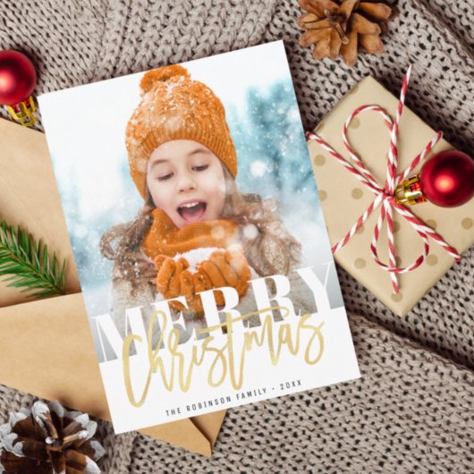 vetgedrukte tekst folie vrolijk kerstscript vakant briefkaart