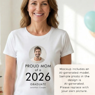 Vetgedrukte tekst Foto Trotse moeder van afgestude T-shirt