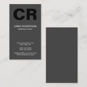 Vetgedrukte tekst Monogram Zwart Grijs Visitekaart Visitekaartje (Voorkant / Achterkant)