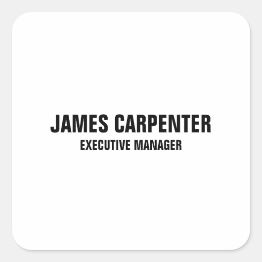 Vetgedrukte tekst Zwart Wit Modern Professional Vierkante Sticker (Voorkant)