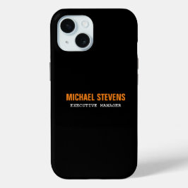 Vetgedrukte tekst Zwart Wit Sinaasappel Profession iPhone 15 Case