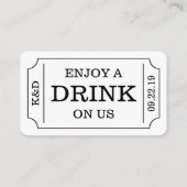 Vetgedrukte ticketstijl "Geniet van Drink op ons"  Informatiekaartje (Achterkant)