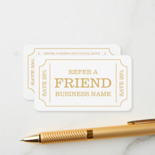 Vetgedrukte ticketstijl - Wit & Goud - Referral Ka Informatiekaartje