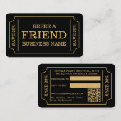 Vetgedrukte ticketstijl - Zwart & Goud - Referral Informatiekaartje (Voorkant / Achterkant)
