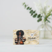 Vetgedrukte Tiger Print Black Woman Boss Branding Visitekaartje (Staand voorkant)