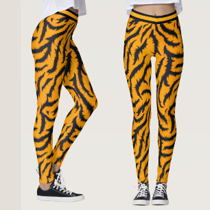 Vetgedrukte Tiger Stripes Patroon in Sinaasappel e Leggings