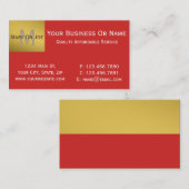 Vetgedrukte tomatenrode en witte tekst, gouden mon visitekaartje (Voorkant / Achterkant)