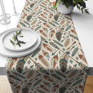 Vetgedrukte Tribal Feathers Pijlen Tafelloper Deco