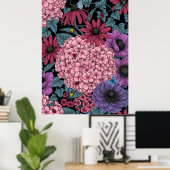 Vetgedrukte tuinbloemen poster (Thuiskantoor)