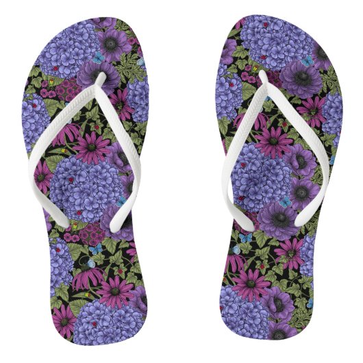 Vetgedrukte tuinbloemen teenslippers (Voetbed)