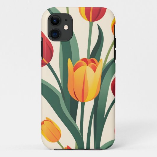 Vetgedrukte tulpenillustratie Case-Mate iPhone case (Achterkant)