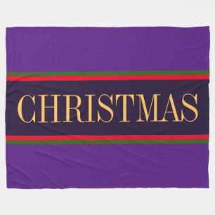 Vetgedrukte twee toon Paarse rode groene kerst str Fleece Deken