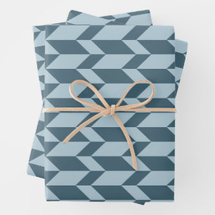 Vetgedrukte tweetonige pijl Chevron Stripe Blue To Inpakpapier Vel