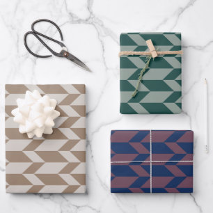 Vetgedrukte tweetonige pijl Chevron Stripe gedempt Inpakpapier Vel