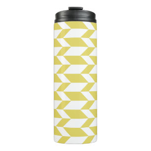 Vetgedrukte tweetonige pijl Chevron Stripe Geel Wi Thermosbeker