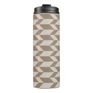 Vetgedrukte tweetonige pijl Chevron Stripe Neutral Thermosbeker