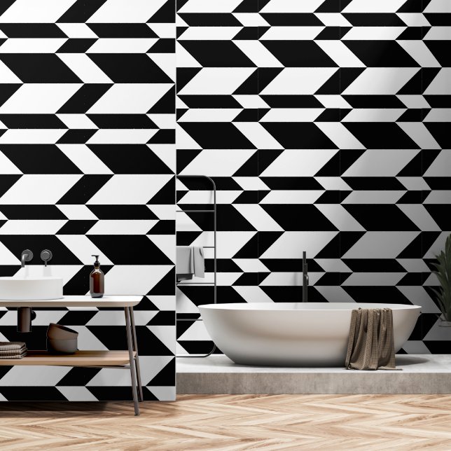 Vetgedrukte tweetonige pijl Chevron Stripe Zwart & Behang (Badkamer)