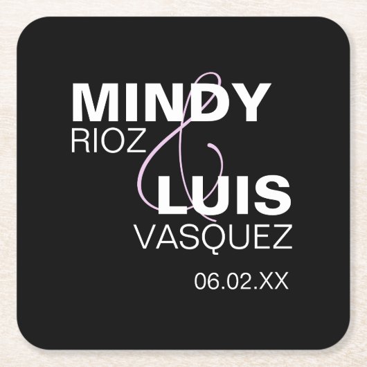 Vetgedrukte typografie ampersand roze zwart kartonnen onderzetters (Voorkant)