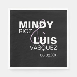 Vetgedrukte typografie ampersand roze zwart servet